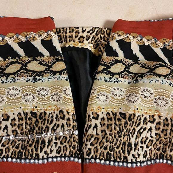 Silk Club Animal Print Sequin Pencil Skirt 4 - Picture 9 of 10